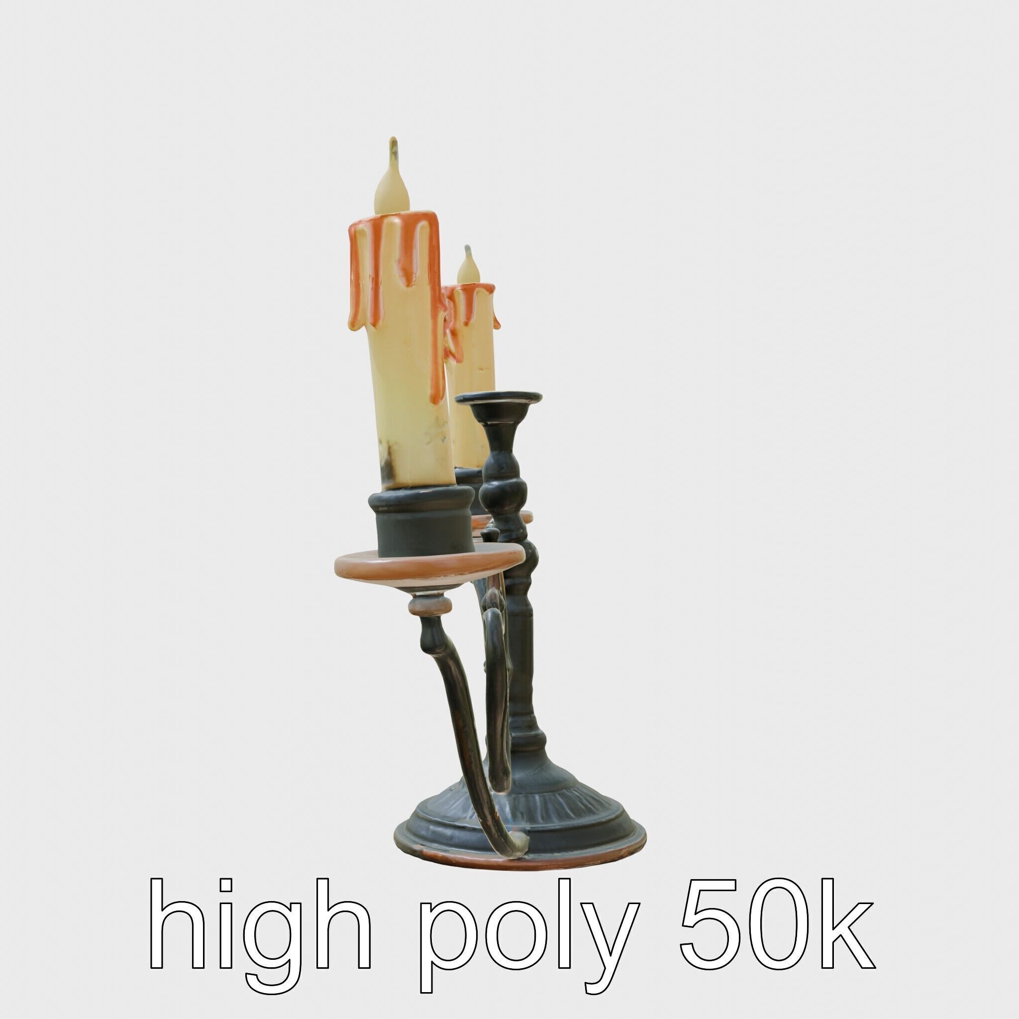 Antique Iron Candelabra Weathered Finish model pack Low-poly 3D model_5