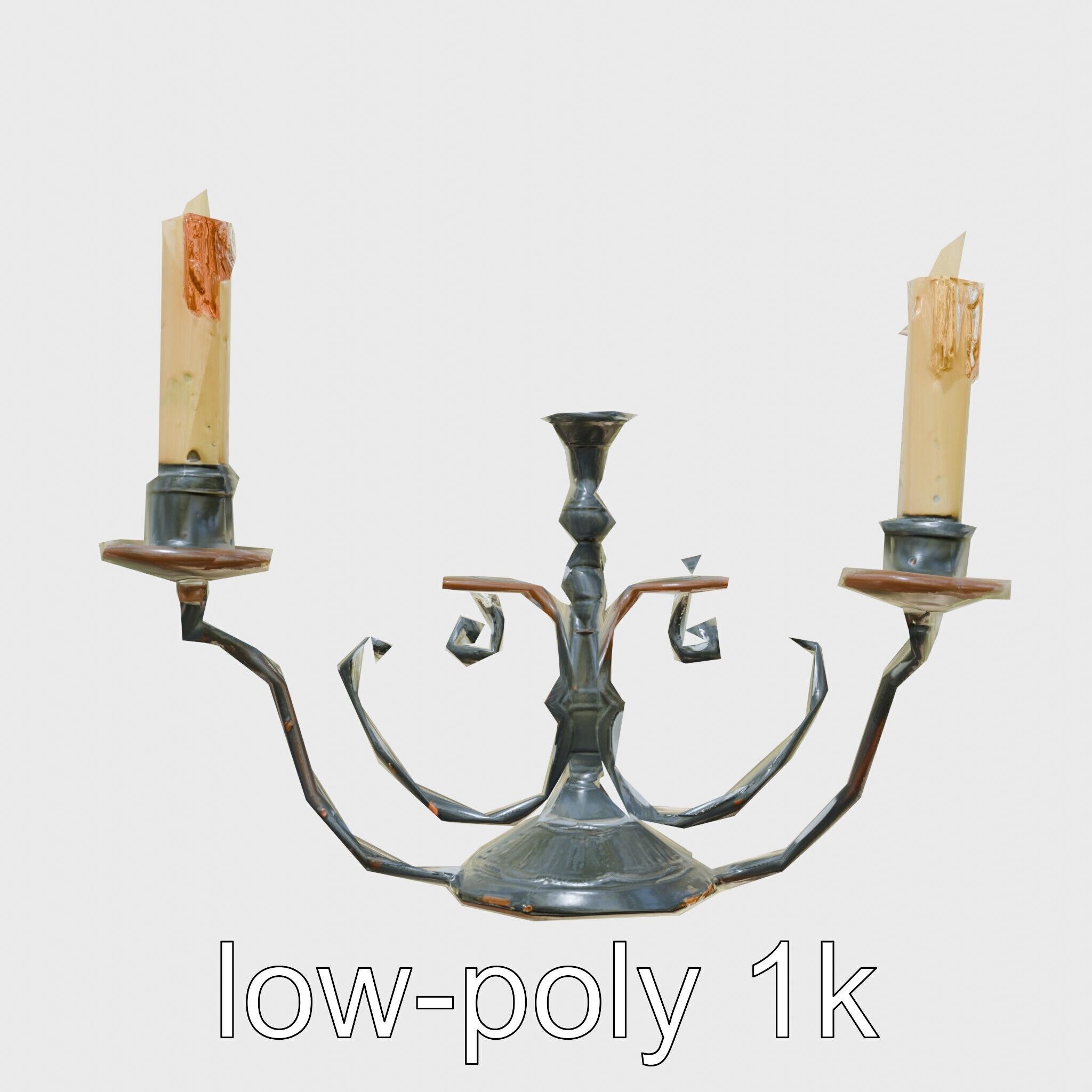 Antique Iron Candelabra Weathered Finish model pack Low-poly 3D model_13