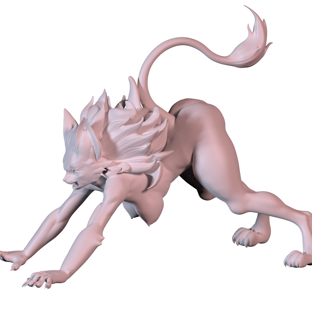 furry Belladonna pose 2 3D print model_4