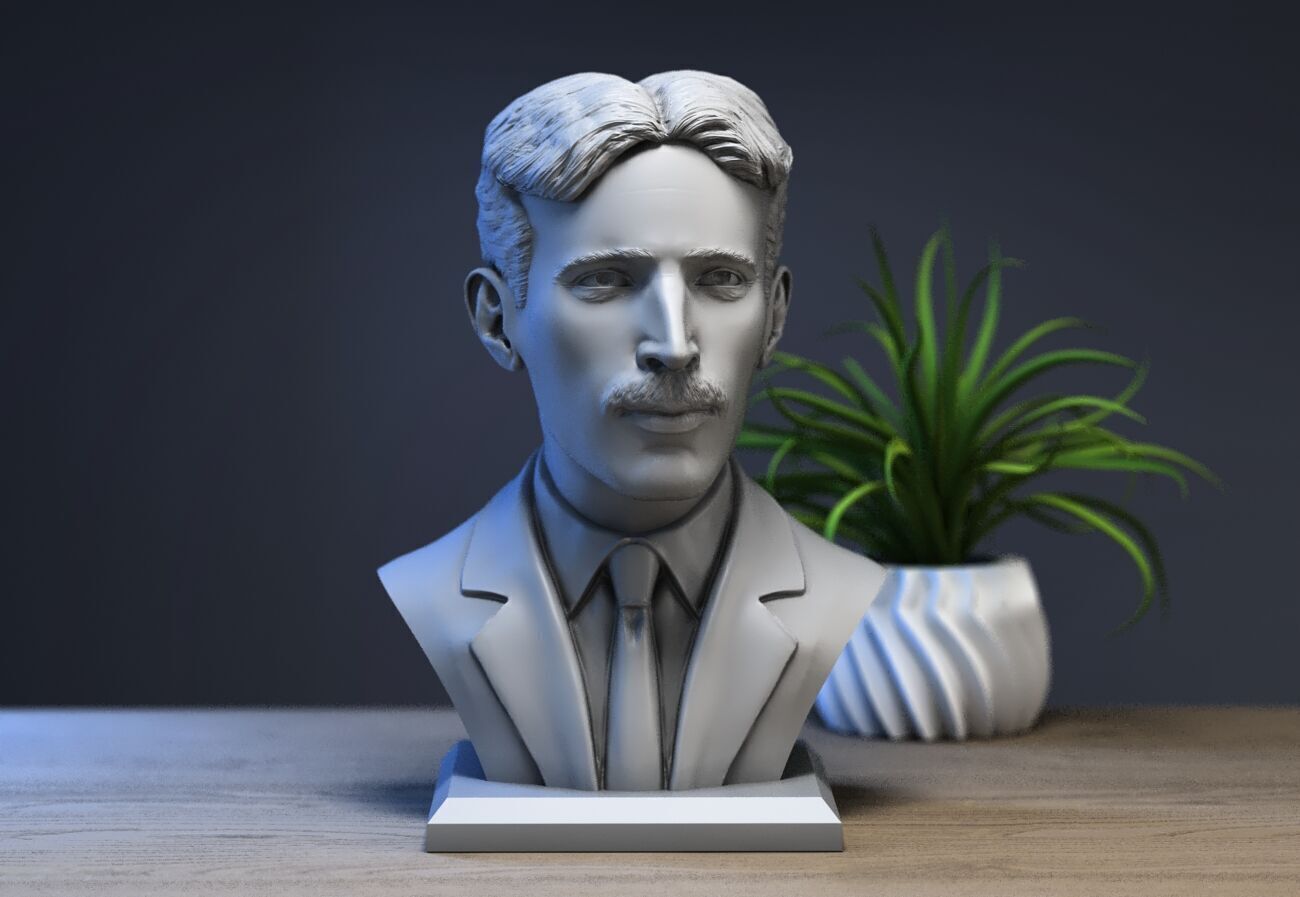 Nikola Tesla bust sculpture  a323 3D print model_3