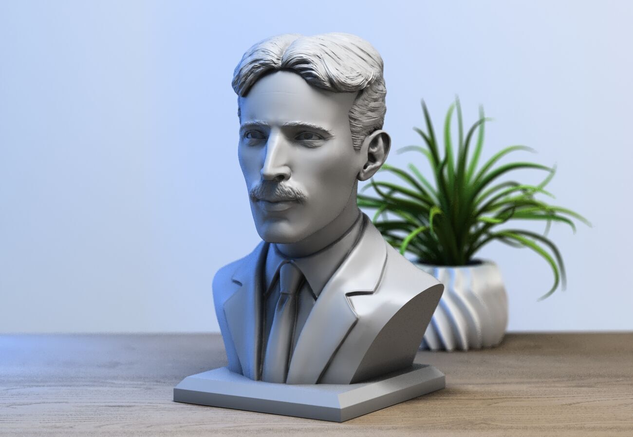 Nikola Tesla bust sculpture  a323 3D print model_1