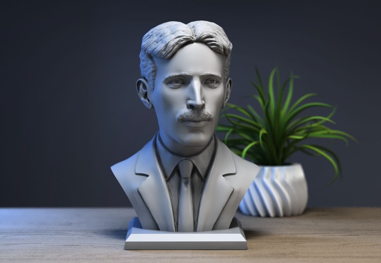 Nikola Tesla bust sculpture  a323 3D print model_2