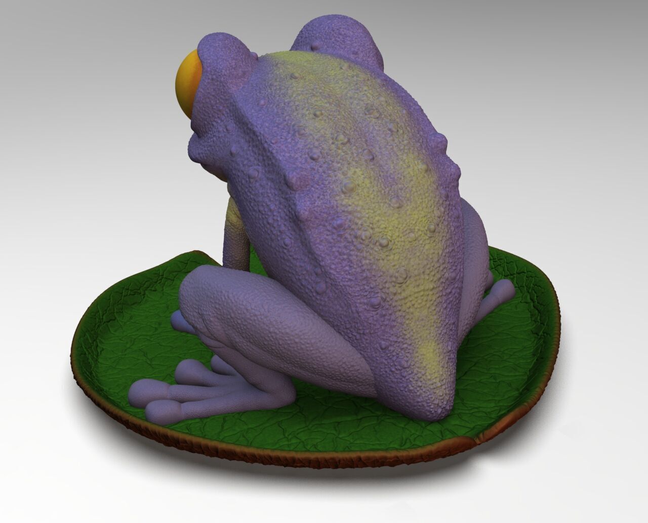 Frog on a water lily leaf 3D print model_3