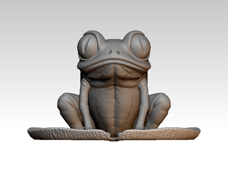 Frog on a water lily leaf 3D print model_4