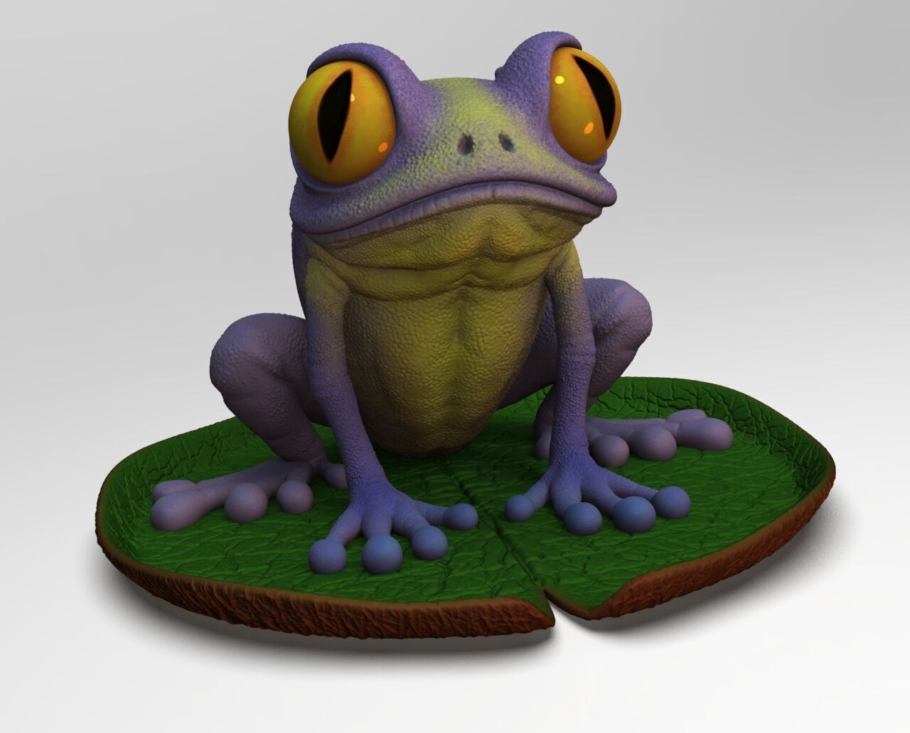 Frog on a water lily leaf 3D print model_1