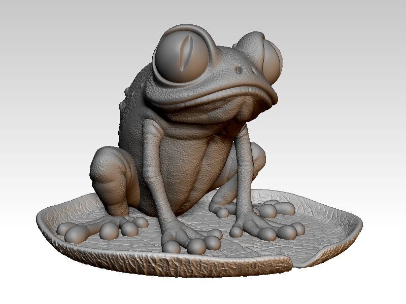 Frog on a water lily leaf 3D print model_7