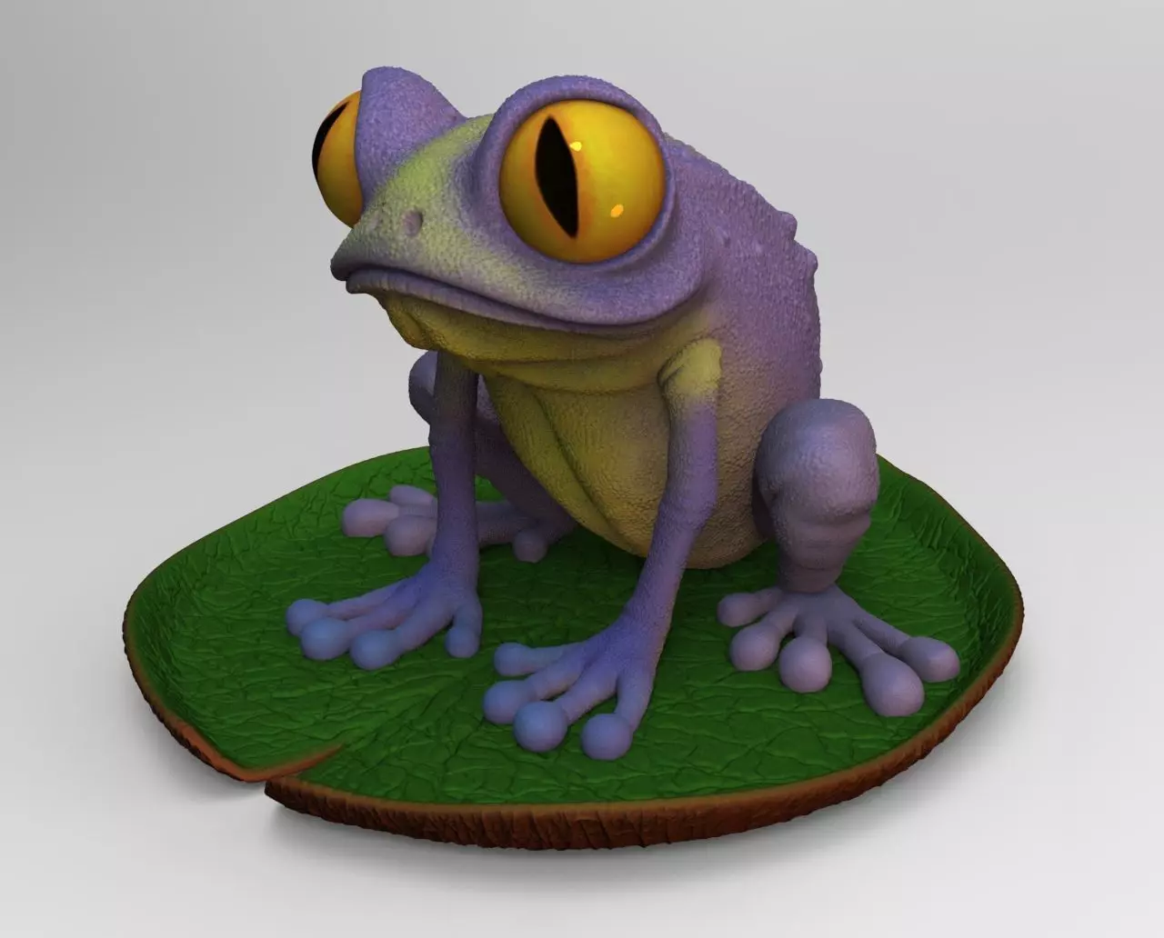 Frog on a water lily leaf 3D print model_0