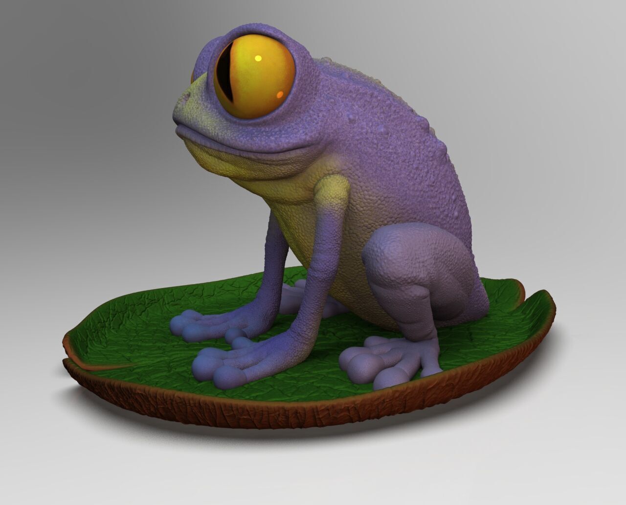 Frog on a water lily leaf 3D print model_2