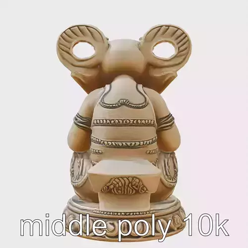 Ganesha Elephant Head Statuette model pack Low-poly 3D model