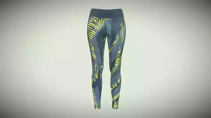 Girls Sports Leggings-Yellow Printed In Low Poly