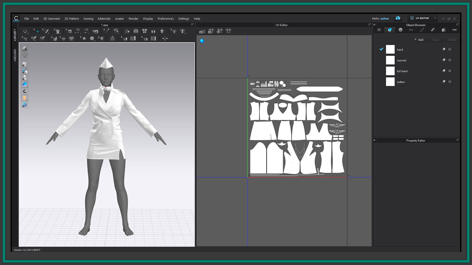 female stewardess uniform with 2texture and smart material 3D model_7