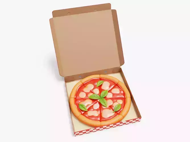 Margherita Pizza in Box Stylized
