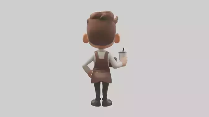 Cartoon Barista Assistant model 3D model