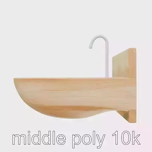 Wooden Bathroom Sink Smooth Basin Model Pack