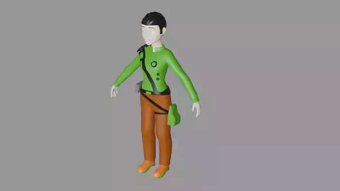 low poly female character Low-poly 3D model