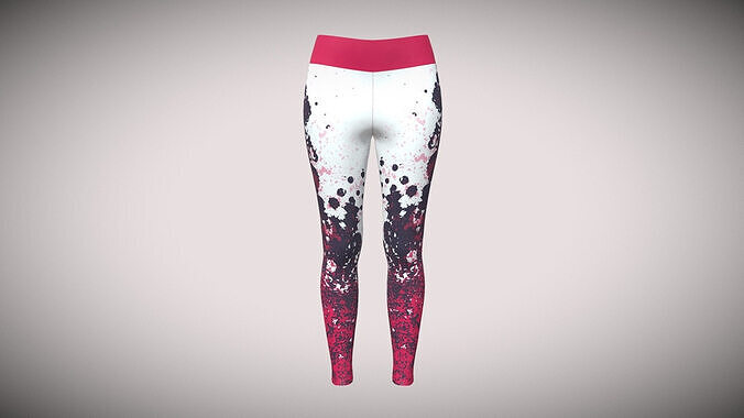 Girls Sports Leggings-Red Printed In Low Poly Low-poly 3D model