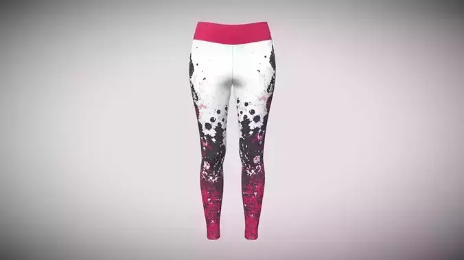 Girls Sports Leggings-Red Printed In Low Poly