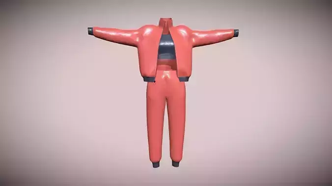 Girls Sports Outfit-Jacket With Jogger T-Pose In Low Poly