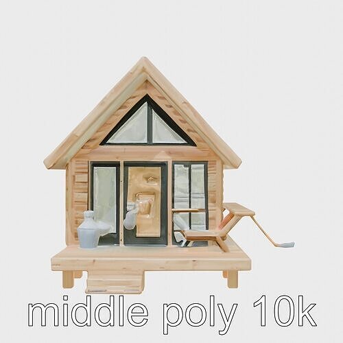 A-frame Glamping Cabin with Triangular Roof model pack Low-poly 3D model