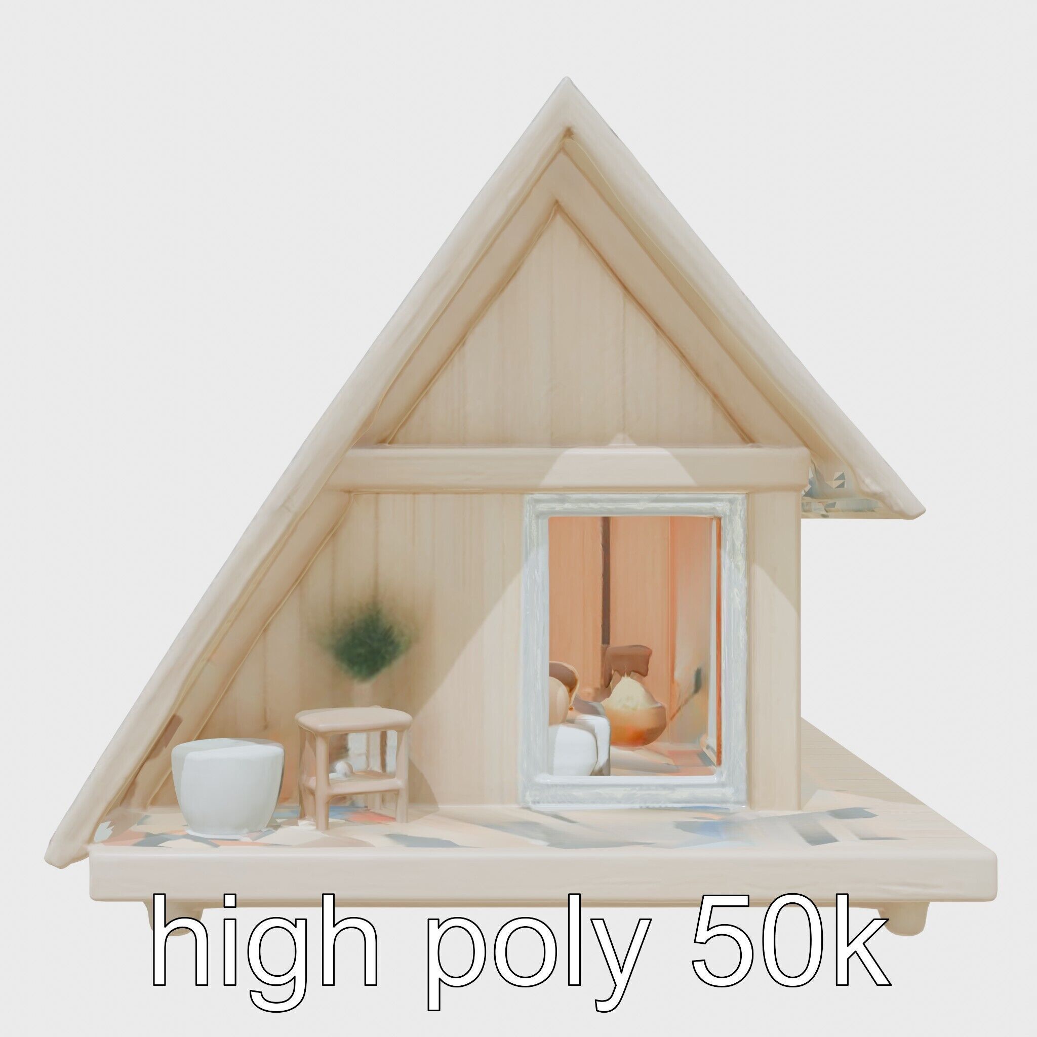Scandinavian A-frame Cabin 3D model pack Low-poly 3D model_19