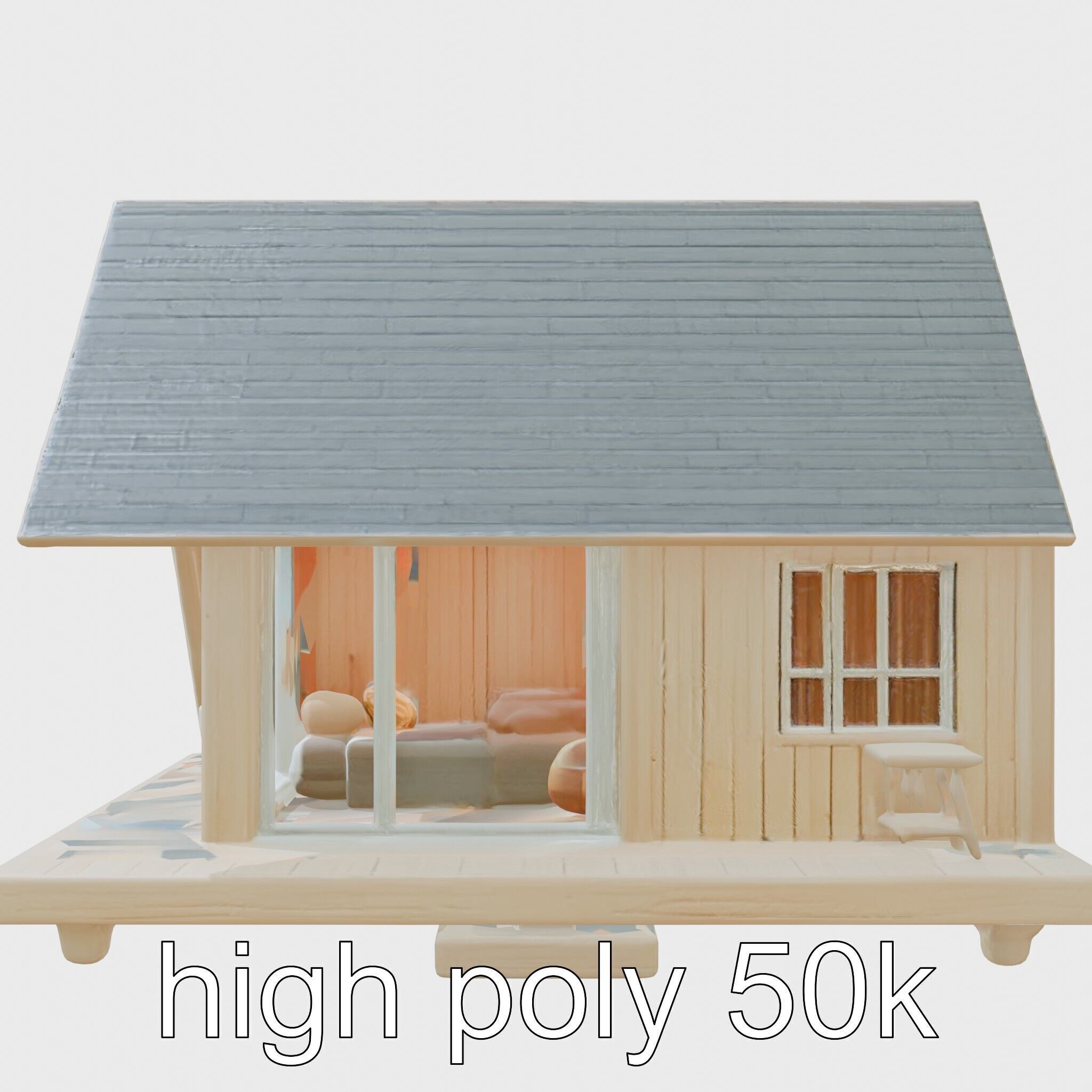Scandinavian A-frame Cabin 3D model pack Low-poly 3D model_5