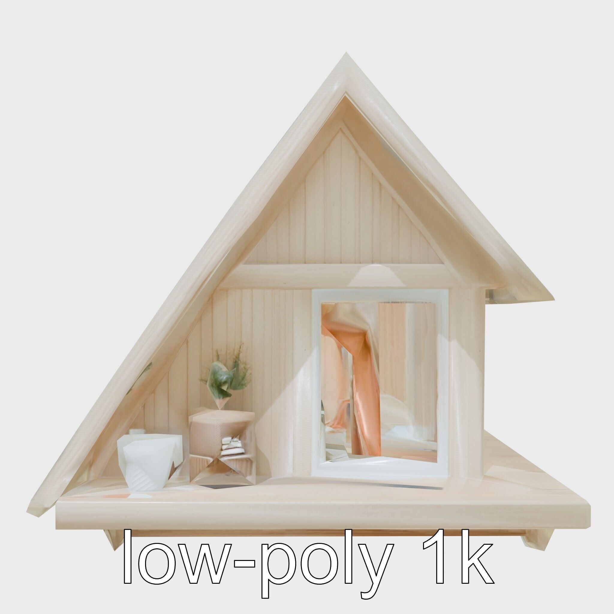 Scandinavian A-frame Cabin 3D model pack Low-poly 3D model_10