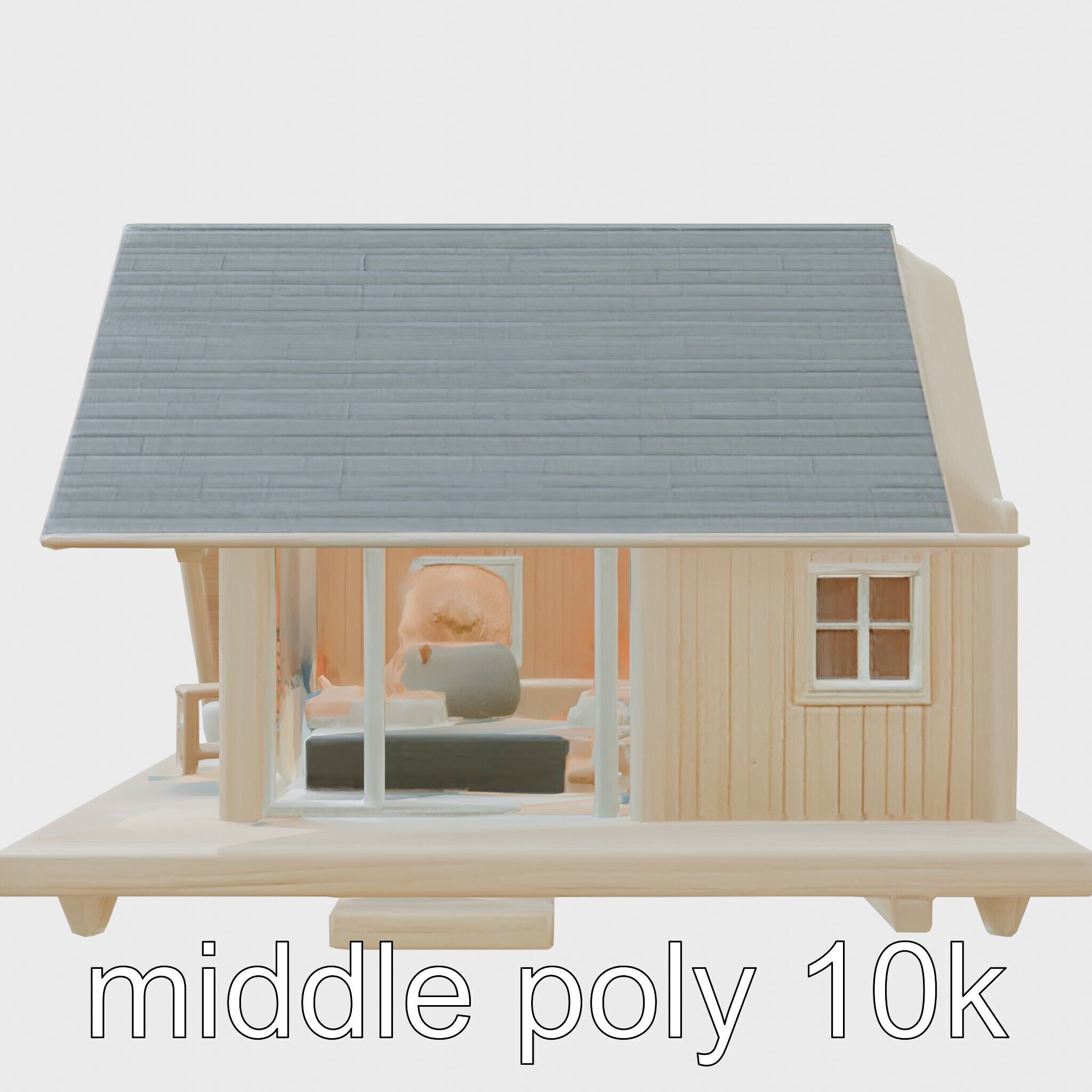 Scandinavian A-frame Cabin 3D model pack Low-poly 3D model_12
