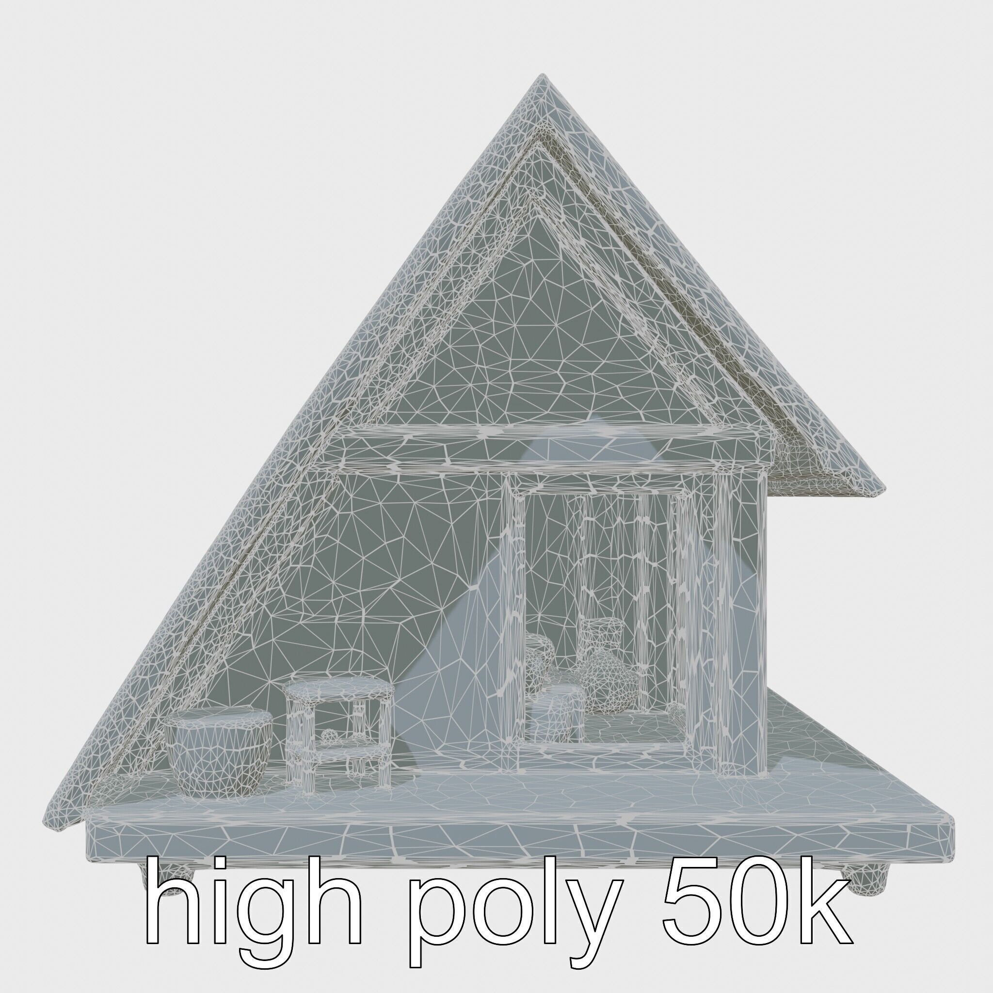 Scandinavian A-frame Cabin 3D model pack Low-poly 3D model_26