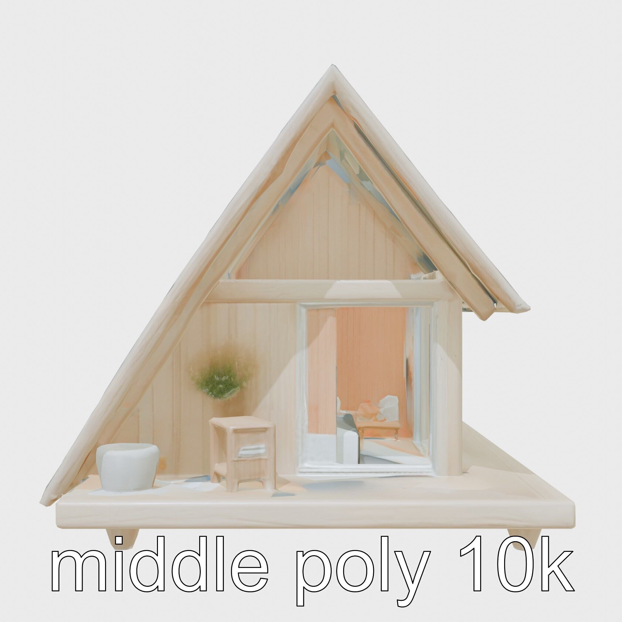 Scandinavian A-frame Cabin 3D model pack Low-poly 3D model_29
