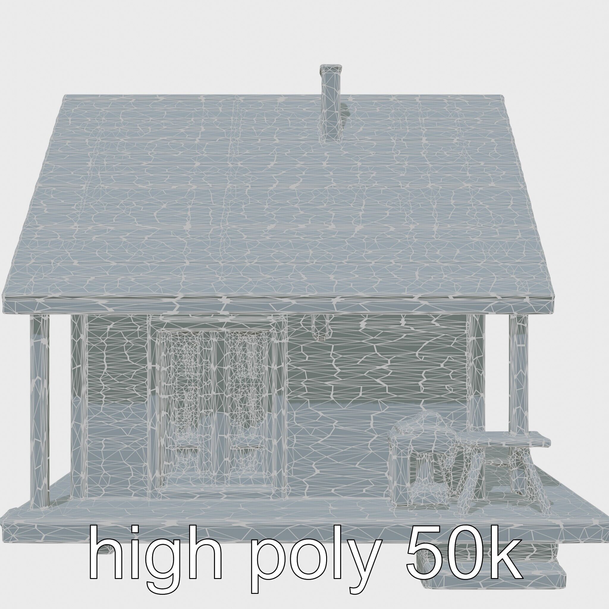 Scandinavian A-Frame Cabin with Loft model pack Low-poly 3D model_32