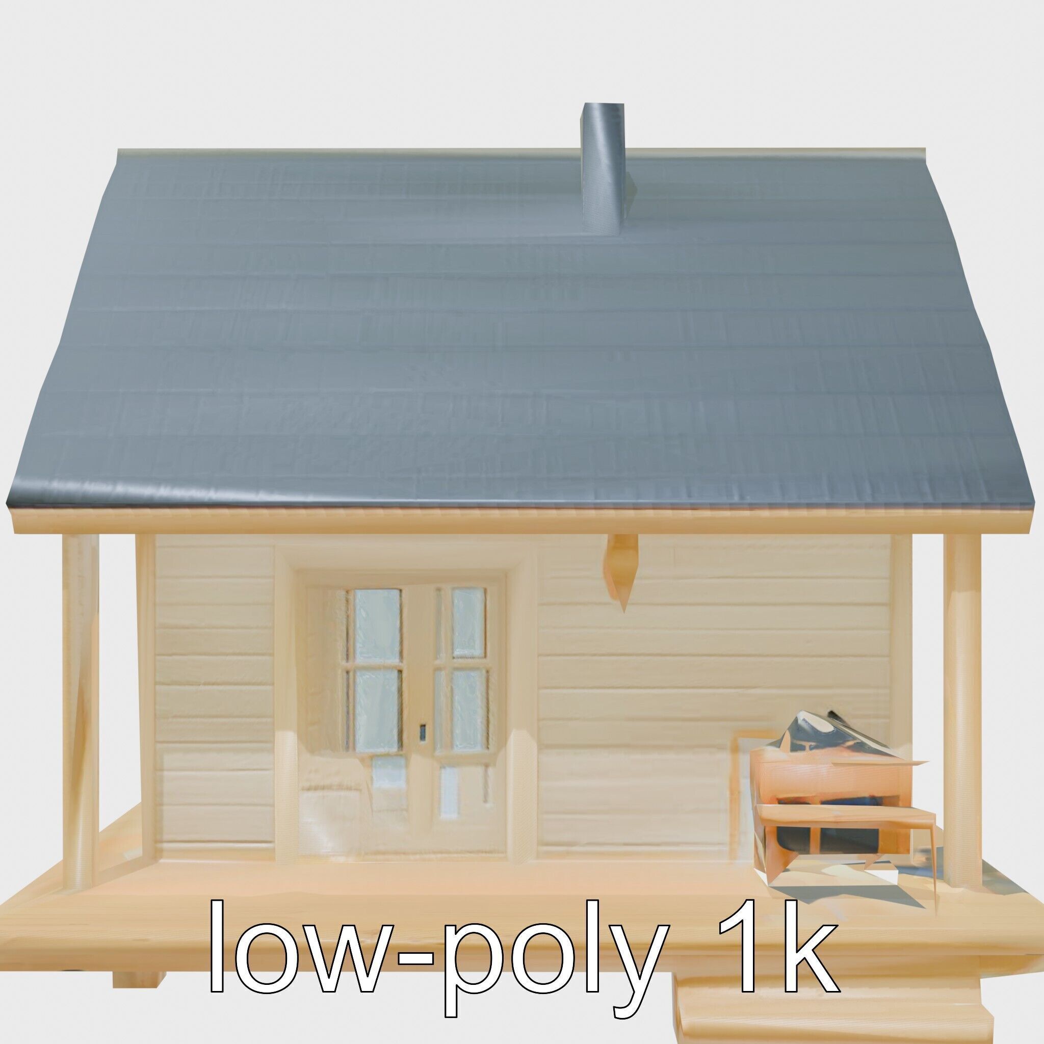 Scandinavian A-Frame Cabin with Loft model pack Low-poly 3D model_24