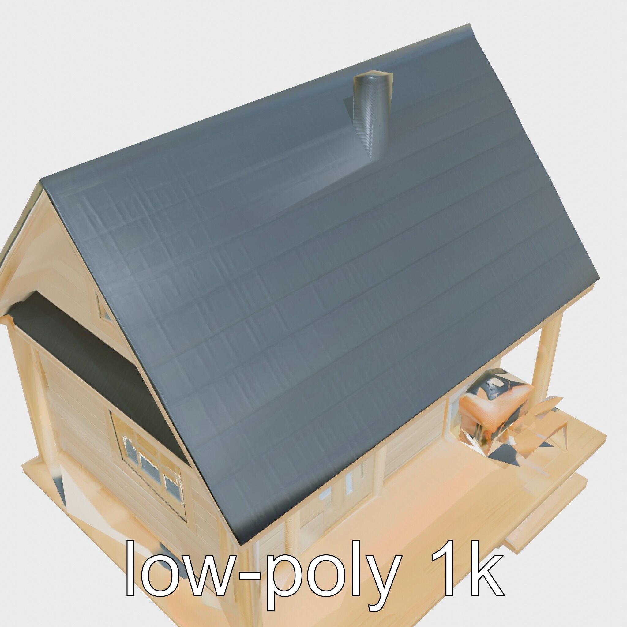 Scandinavian A-Frame Cabin with Loft model pack Low-poly 3D model_13