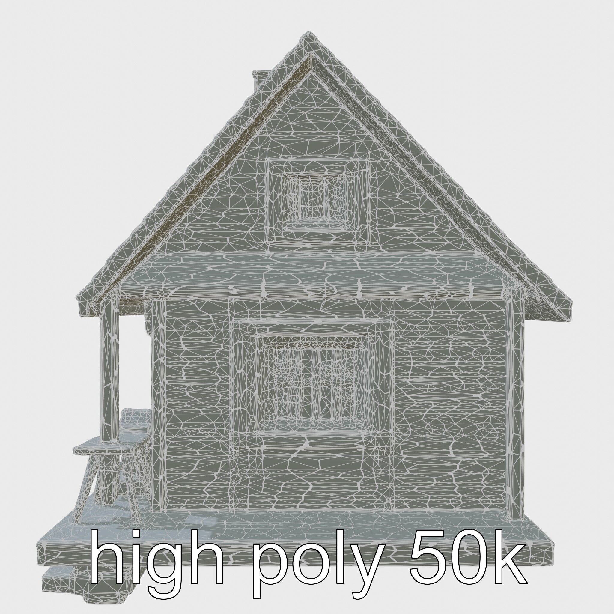 Scandinavian A-Frame Cabin with Loft model pack Low-poly 3D model_8