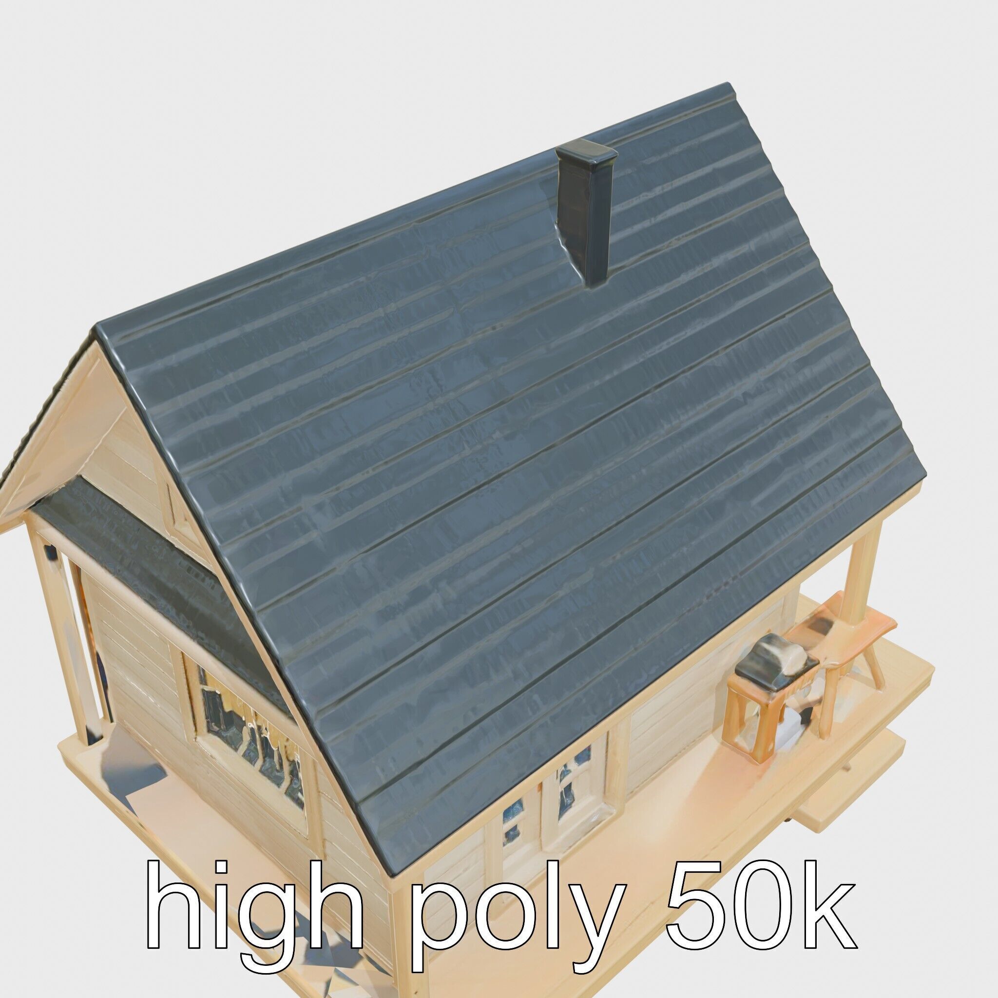 Scandinavian A-Frame Cabin with Loft model pack Low-poly 3D model_11