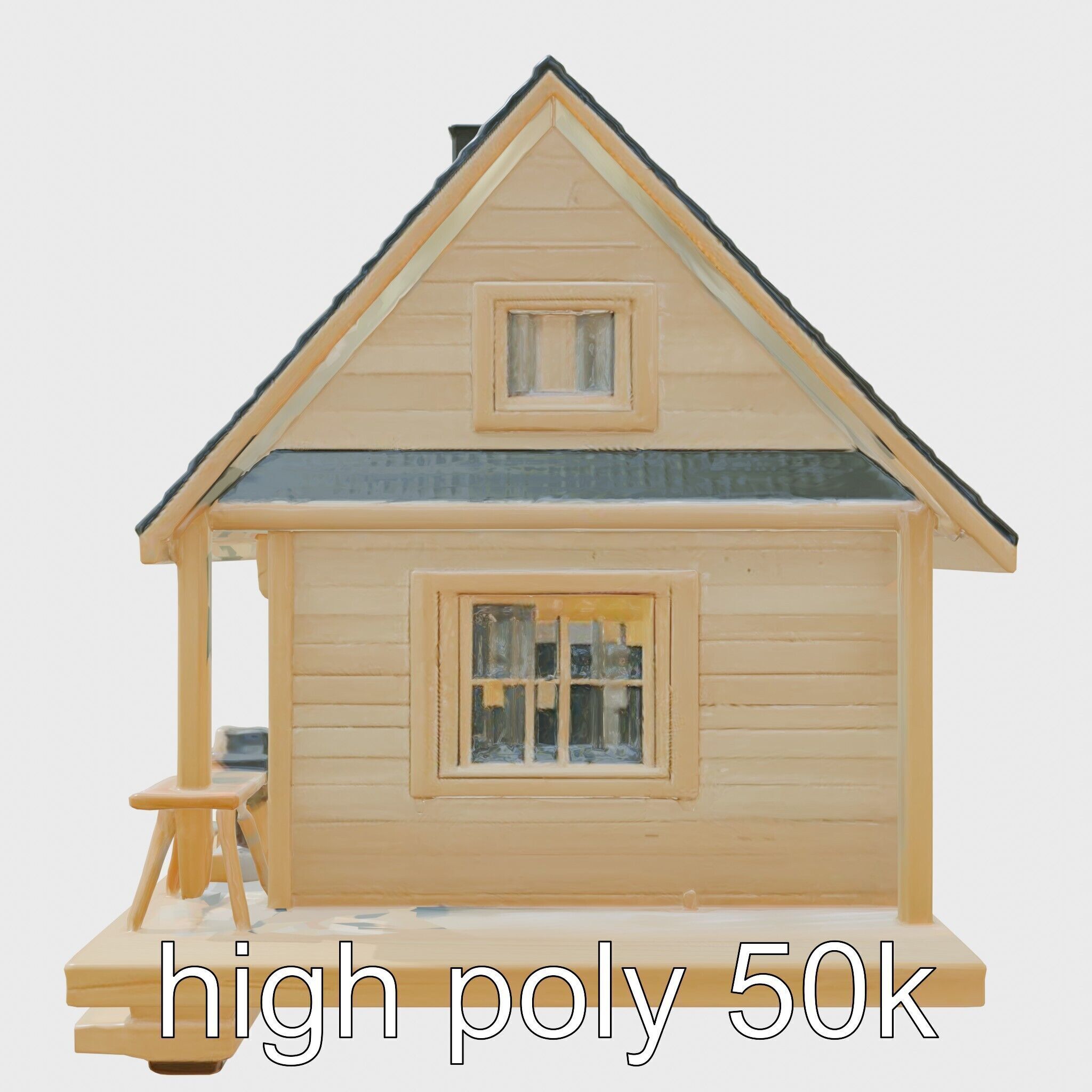 Scandinavian A-Frame Cabin with Loft model pack Low-poly 3D model_5