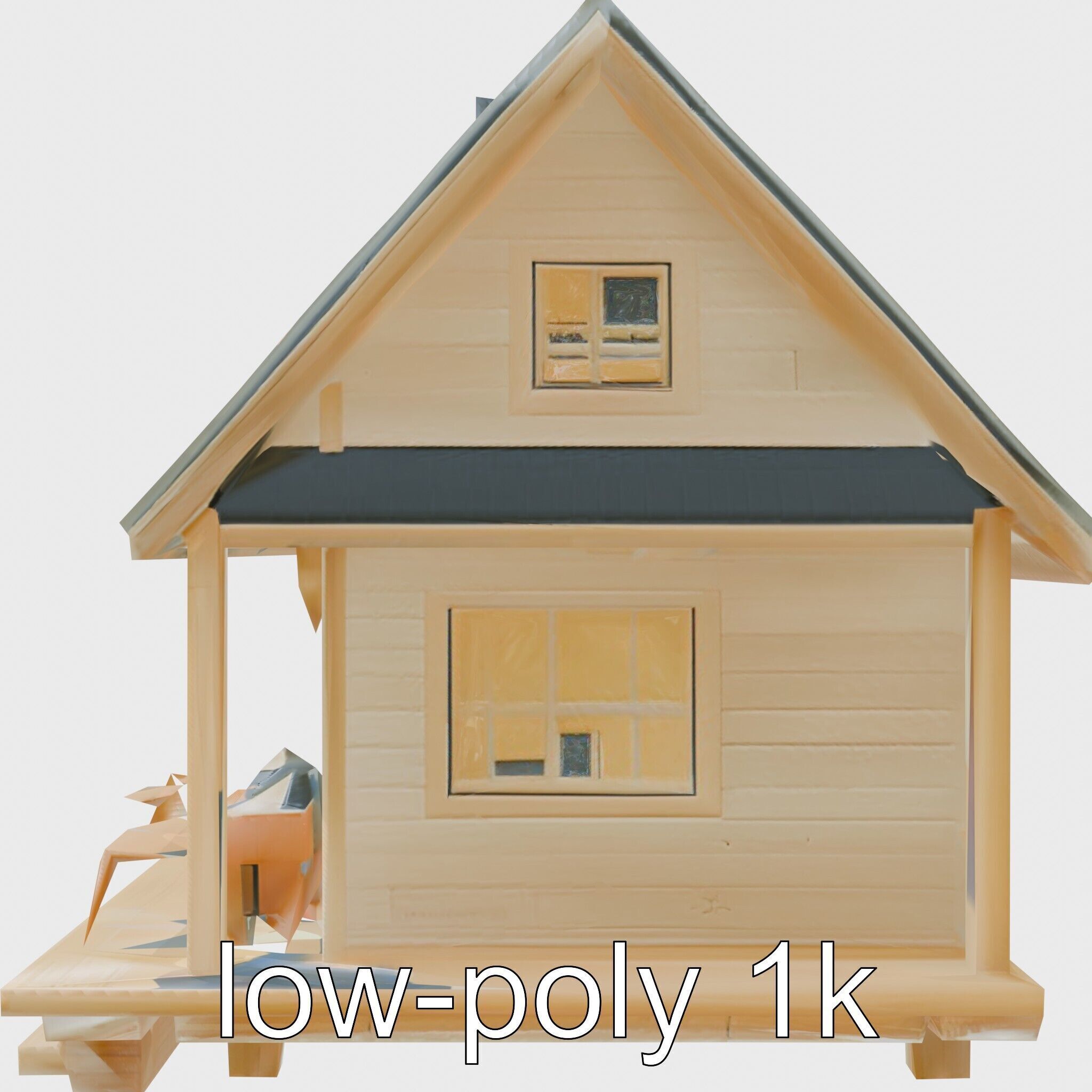 Scandinavian A-Frame Cabin with Loft model pack Low-poly 3D model_7