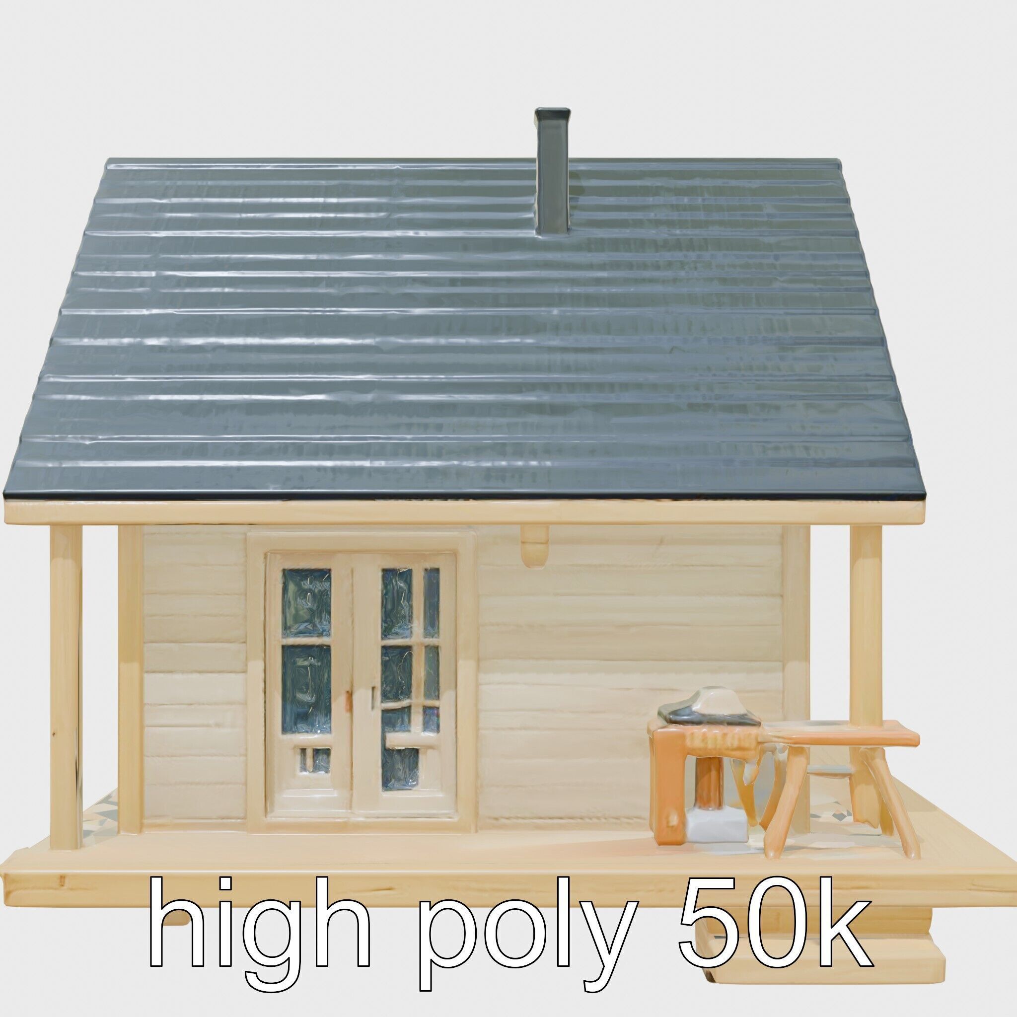 Scandinavian A-Frame Cabin with Loft model pack Low-poly 3D model_22