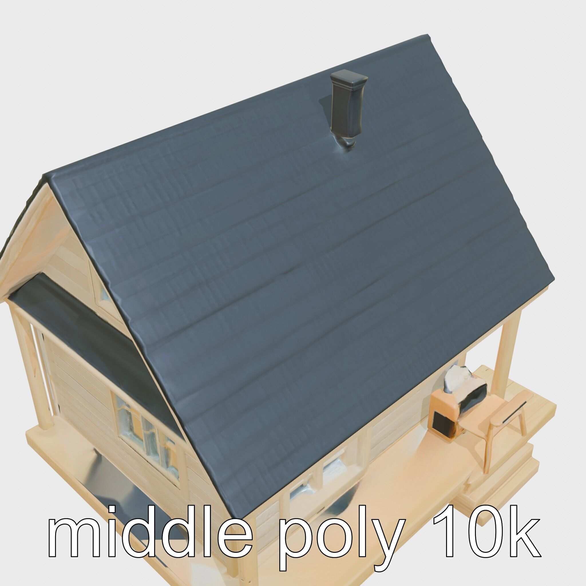 Scandinavian A-Frame Cabin with Loft model pack Low-poly 3D model_12