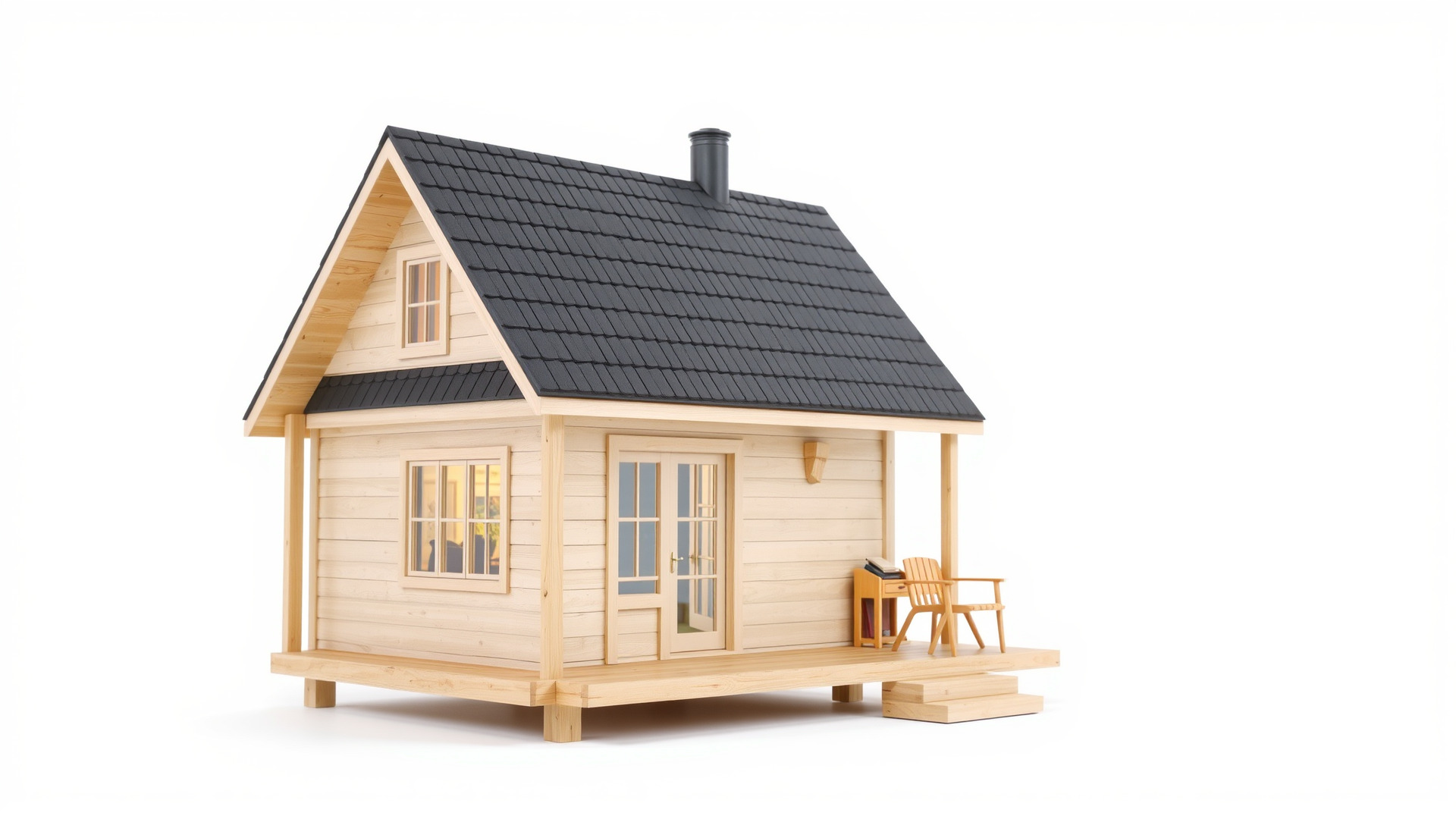 Scandinavian A-Frame Cabin with Loft model pack Low-poly 3D model_6
