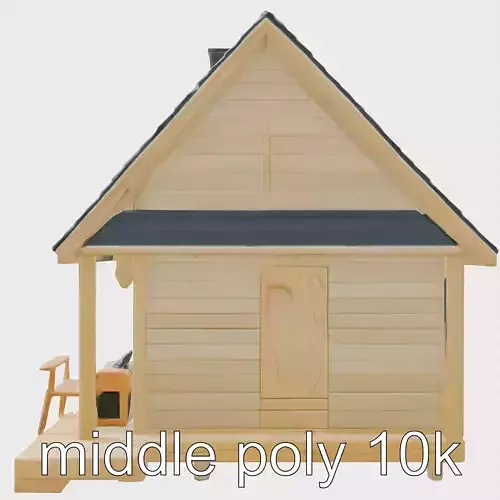 Scandinavian A-Frame Cabin with Loft model pack Low-poly 3D model