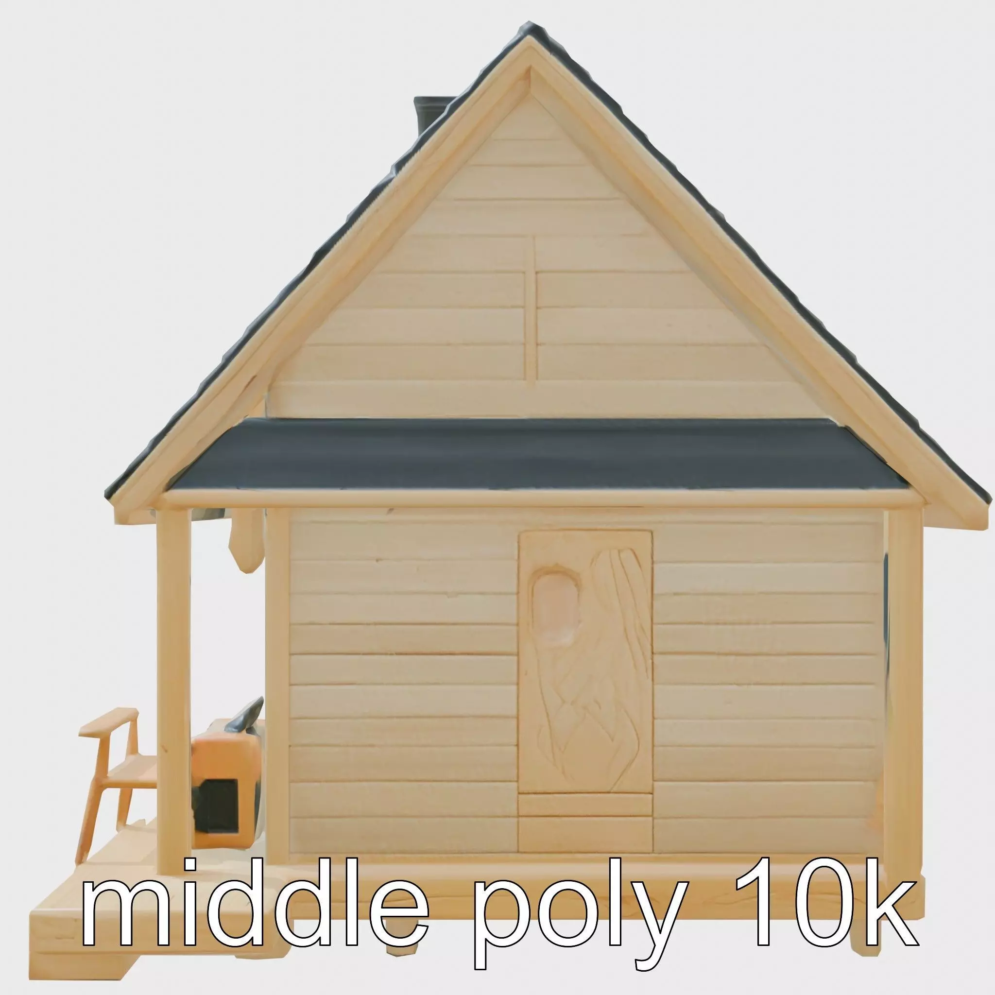 Scandinavian A-Frame Cabin with Loft model pack Low-poly 3D model_0