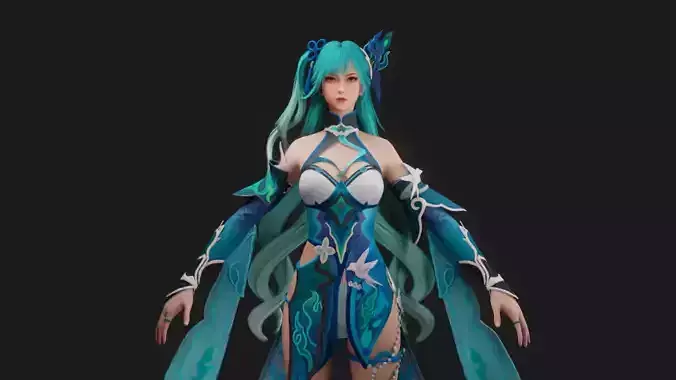 Jadefang Aurora Set pubg PSK Rigged Low-poly 3D model