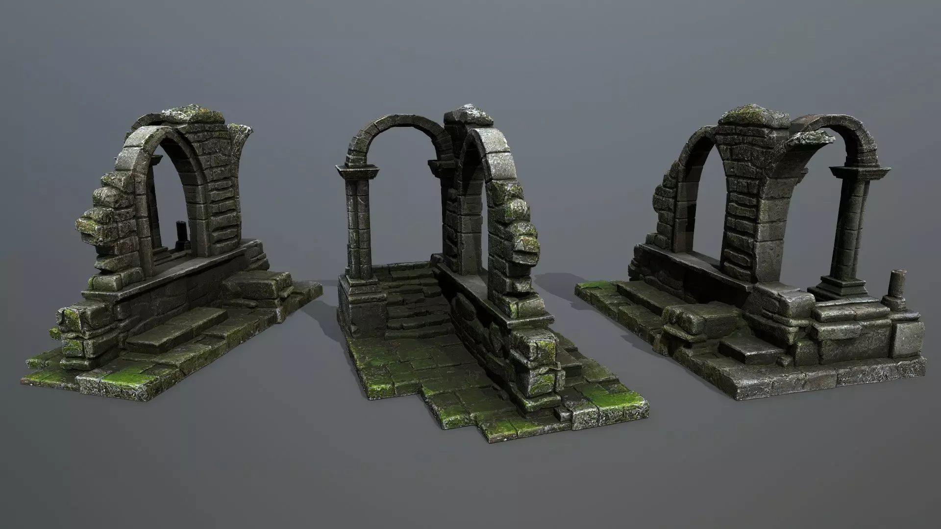 Ruin Gate Low-poly 3D model_0