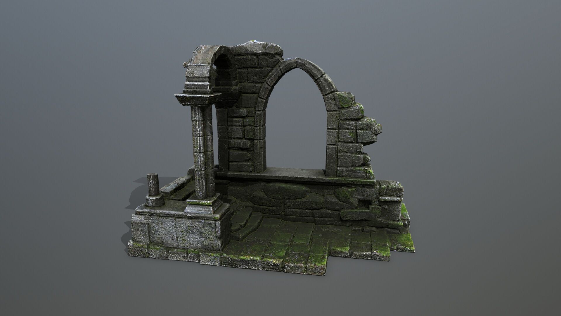Ruin Gate Low-poly 3D model_3
