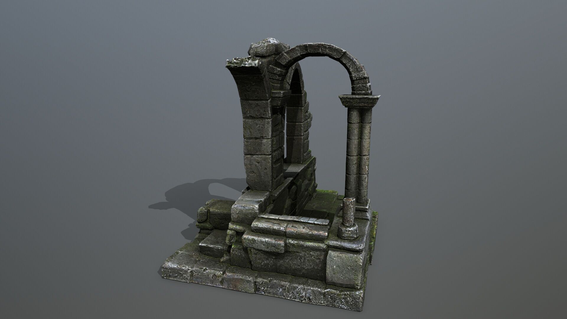 Ruin Gate Low-poly 3D model_5
