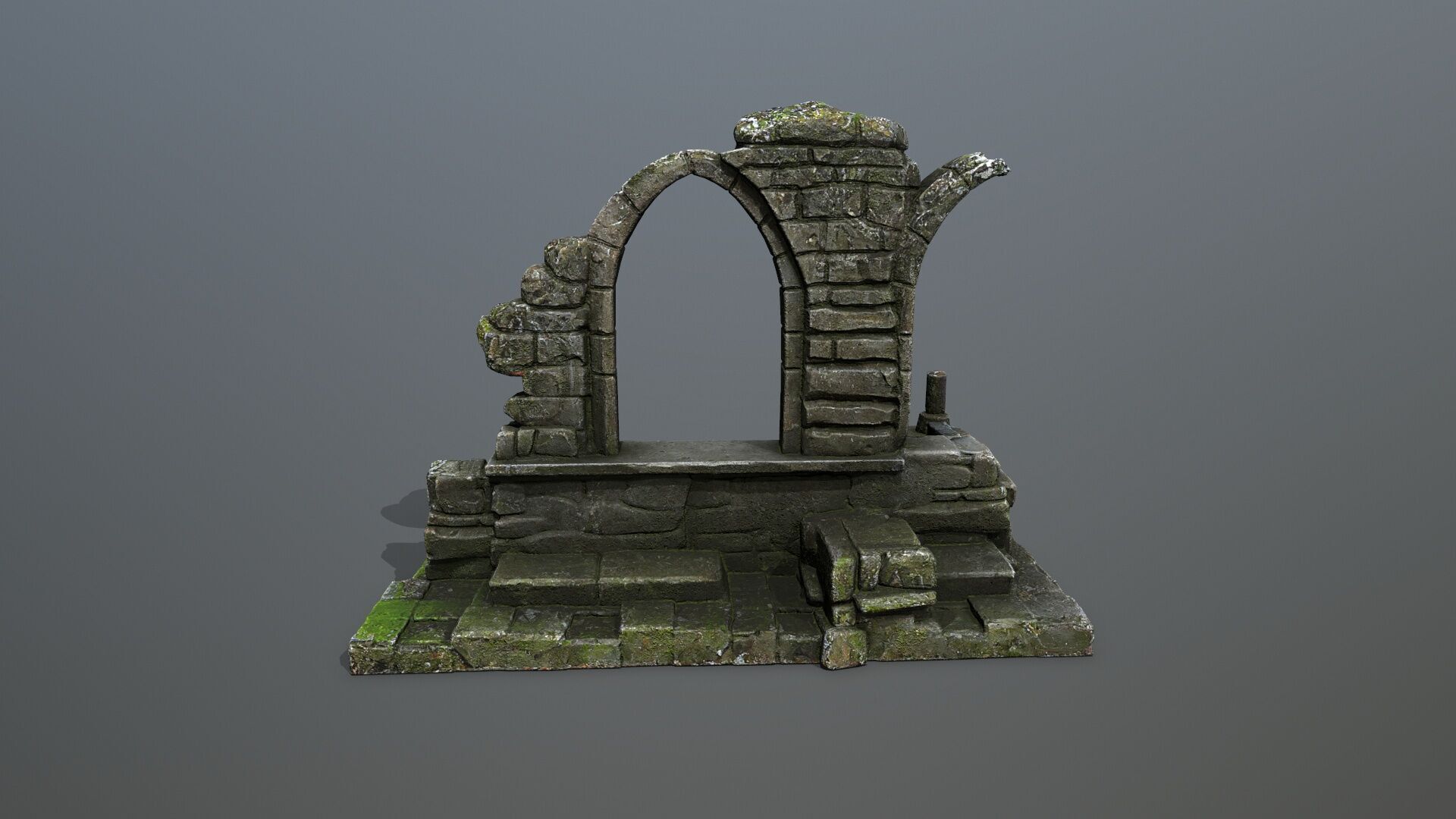 Ruin Gate Low-poly 3D model_7