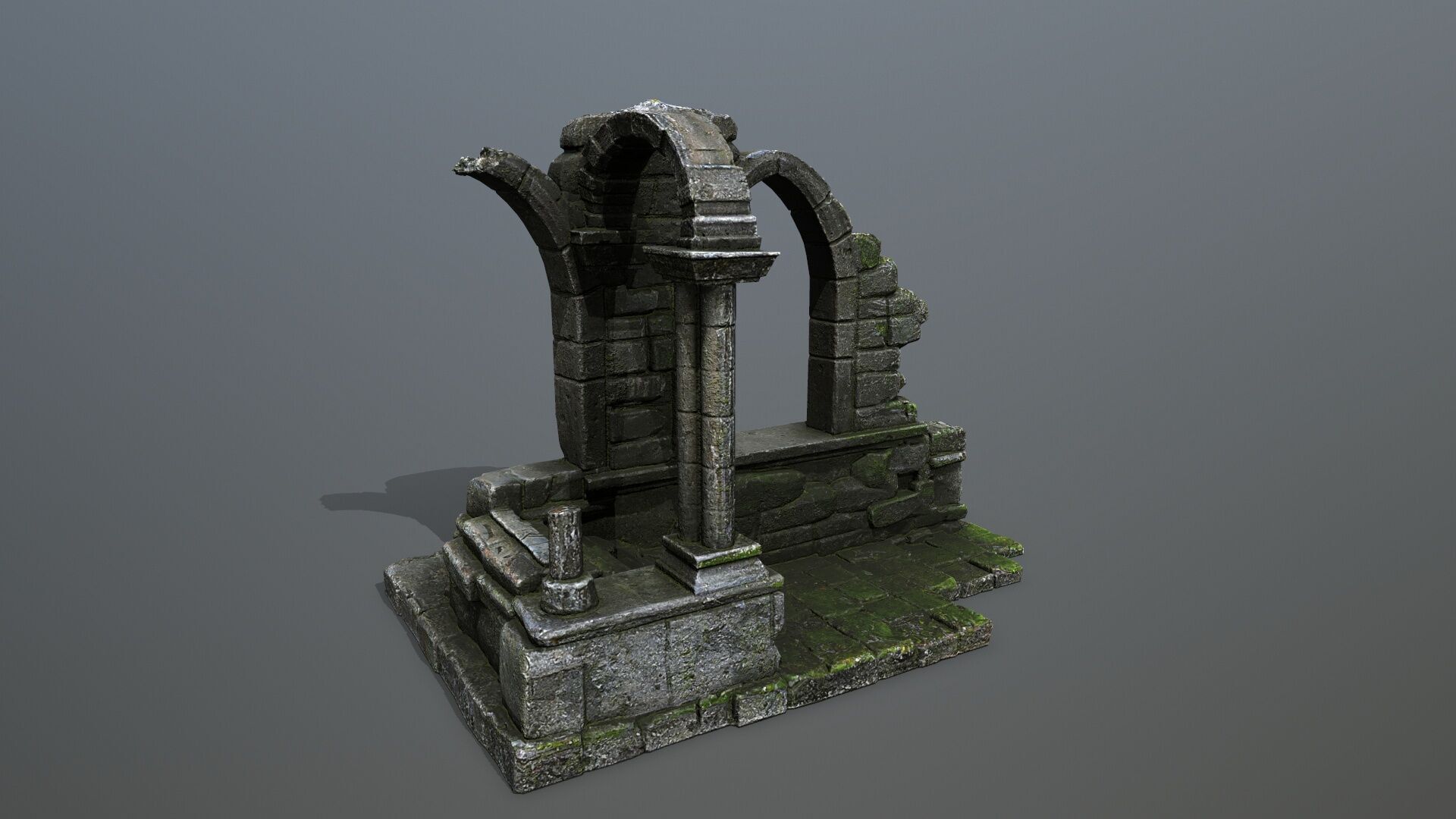 Ruin Gate Low-poly 3D model_4
