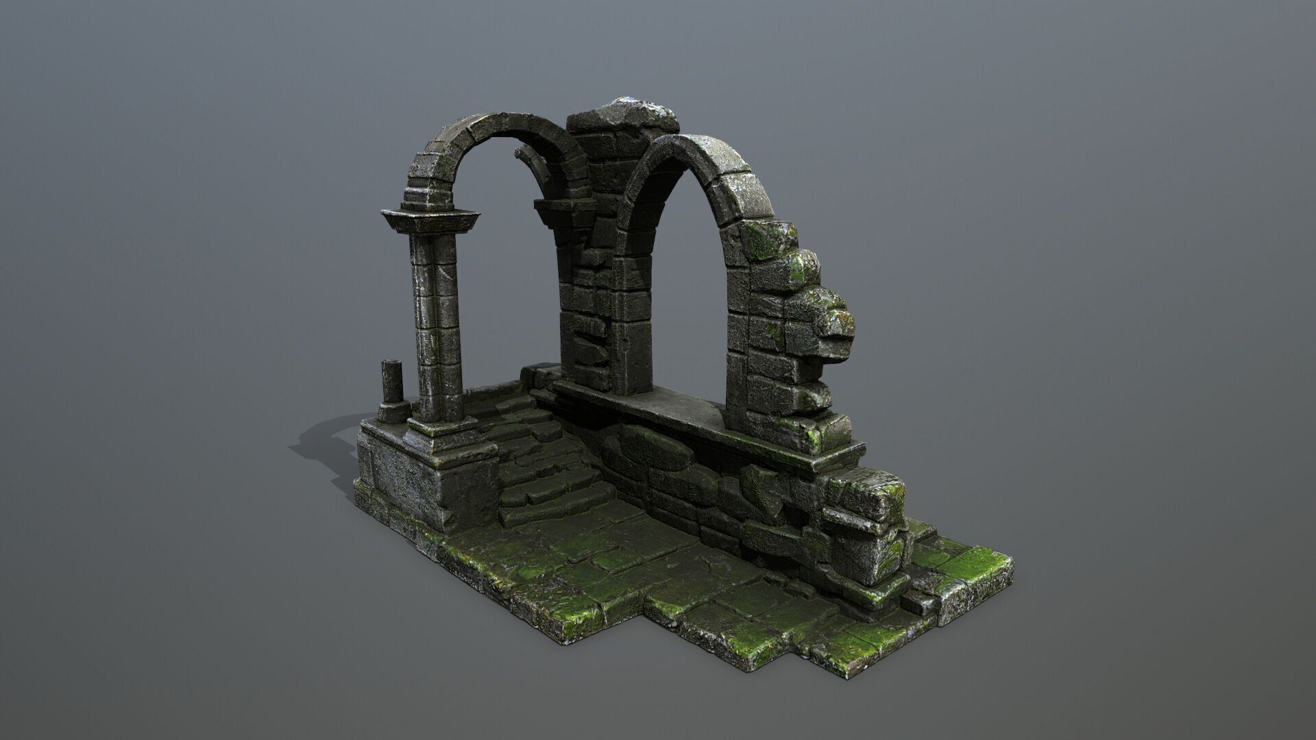 Ruin Gate Low-poly 3D model_2
