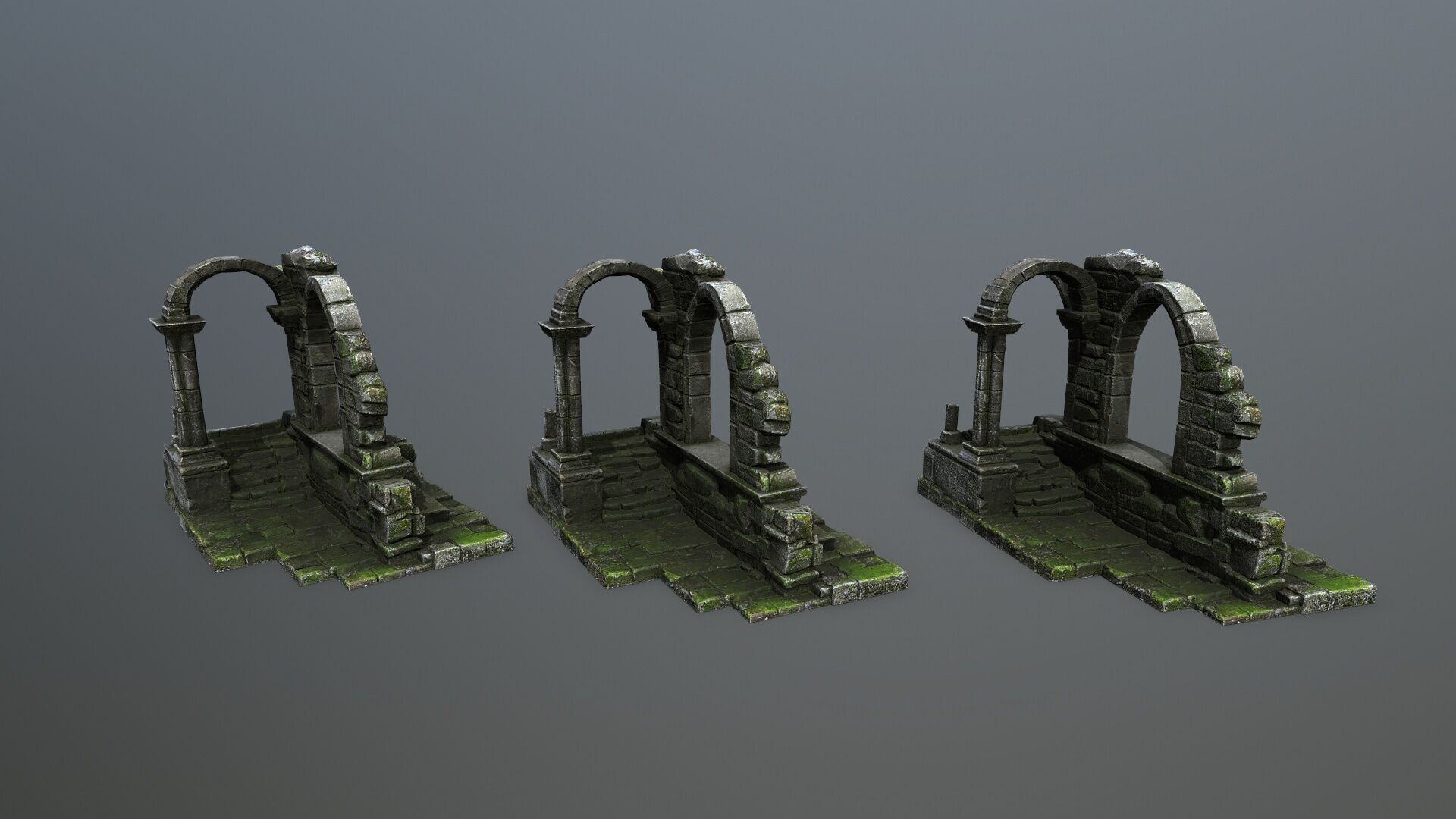 Ruin Gate Low-poly 3D model_12