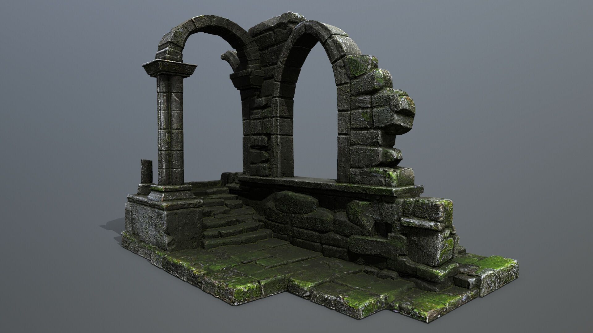 Ruin Gate Low-poly 3D model_1